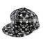 Punk Rock Flower Printed PU Leather Fabric Flat Hiphop Streetdance Cap