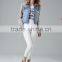 New arrival fashion mature women cheap faux shearling denim jacket