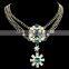 Fashion Jewelry Luxury Bright Exquisite Popular Baroque Style Crystal Alloy Flower Pendant Necklace in Stock