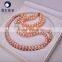 Latest design bread round fresh water real pearl set necklace and bracelet double layers in pink color                        
                                                Quality Choice