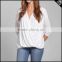 Women latest fashion blouse design chiffion draped wrap blouse 2015