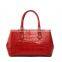 S451-A2370 red croc patter office lady leather handbags with many compartments
