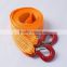 8T 4M high tenacity pet tow strap with steel snap hook for emergency vehicle towing