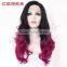 new arrival 18inch straight black ombre to rose color two tone human hair wig for women