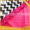 Personalized Black Chevron Hot Pink Ruffled Baby Blanket In Handmade