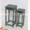 Set 2 Tin Drawer Square Antique Wooden Plant Stand
