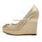 Wholesale Factory Price Shoes High Heel Pointed Toe Wedge Shoes Casual Pointed Toe Rhinestone Wedges Pumps Shoes PMS3718