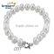 9-10mm AAA pure white gold plated heart shaped clasp simple natural button pearl bracelet
