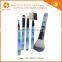 5pcs advantage romantic nylon hair skype blue plastic handle rhinestone makeup brush set