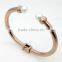  wholesale europe stainless steel tricolor bangle with pearl elegant jewelry for women