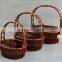 3 set handmade willow storage baskets with handle