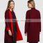 Women Long Sleeve Plain Color Red Long Coat Ladies Fashion Coat Wholesale Custom Clothing Hot Selling