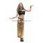 Halloween cosplay costumes clothing for adult tops and long skirt in gold color