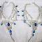 Anklets payal BLUE SILVER crystal PAIR