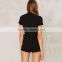 latest designs black deep-v sexy ladies jumsuit summer short sleeve jumpsuit ropmer for women