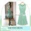 2016 Latest Designs women gender Summer Mint green Sleeveless Round neck women dress pleated Chiffon Vest dress for women