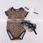 Infant baby outfits baby romper+matching shoes+headband three piece sets kids clothing suits