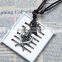 Coffee Cord Pewter Halloween Skeleton Skull Cross PU Leather Punk Style Adjustable Necklace