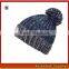 High Quality Hand-knitted Winter Cap Thick Knitting Wool Beanie Hat With Pom Pom