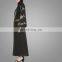 China OEM Muslim Women Black Floral Abaya Islamic Cothing Long Cardigan For Ladies