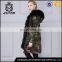 Men real fur parka jacket with black fox fur and camouflage shell