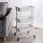 Colorful Foldable Rolling Cart 3-Tier Metal Storage Trolley Rack for Kitchen