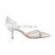 Women latest fancy fashion ankle wrap comfortable pointed toe with rhinestone med heels sandals shoes for ladies party shoe