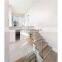 Wood tread with led floating staircase designs foshan factory