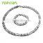 Topearl Jewelry Heavy Stainless Steel Set 11mm Flat Byzantine Set Chain Necklace Bracelet Silver Set SSJ02