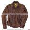 Brown cowhide leather jacket 100% genuine cowhide leather jacket for men polyester lining jacket manufacturer in Pakistan