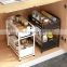 Pull Out Cabinets Organizer Shelf,Under Sink Organizer, 2-Tier Kitchen Cabinet Organizer with Sliding Storage Basket Drawers