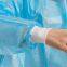 better quality Blue/Yellow Level 2 Waterproof 35GSM PP+PE Isolation Gown With Elastic Cuff Or Knit