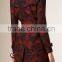 Women Winter Red Jacquard Classic Cotton Trench Coat