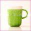 Ceramic knitting wool shape outer mugs with handle for coffee and tea with spoon and lid promotional and gift souvenirs