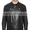 MEN LEATHER JACKET WITH SNAP BUTTON COLLAR CLOSURE