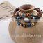 Ethnic Black Adjustable Leather Punk Bracelet Evil Eye Feather Charm