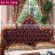 Wood frame structure and leather finish double bed with carving for bedroom furniture sets B-268