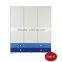 modern colourful 3-door, 4-drawer modern bedroom wardrobes