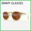 JM583 Vintage Cute Eyewear for Women Designer Brown Lens Polarized Round Wood Sunglasses