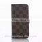 Wholesale grid pattern PU leather mobile phone cover flip wallet case For HTC M9