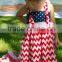 2016 hot sale stripes sleeveless 4th of July summer wear baby girls boutique outfits