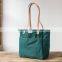 Custom high quality canvas tote bag leather handle