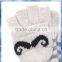 half finger striped knit gloves with beard cap