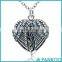 S925 Silver Vintage Wing Pendant, Fashion Heart Shape Photo Frame Locket Pendant Necklace