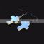 Light Blue Opal Cross Stone Pendant Earrings Simple Design Nice Piercing Fishook Earring Jewelries