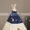 Children Teepee Play Tent With Windows and Play Mat-White airplane Pattern