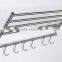 Wall Mounted Stainless Steel Towel Rack With 6 Hooks Brush