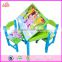 2017 New design home / school / cartoon wooden boys table and chairs W08G199