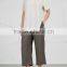 Wholesale Women Apparel Cropped Elasticated Waistband Brown Wid-leg Blend Trousers(DQE0366P)