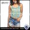 MGOO Fashion Low Cut Neck Slim Fit Ladies Crop Top Custom White Stripe Printing Gym Tank Top